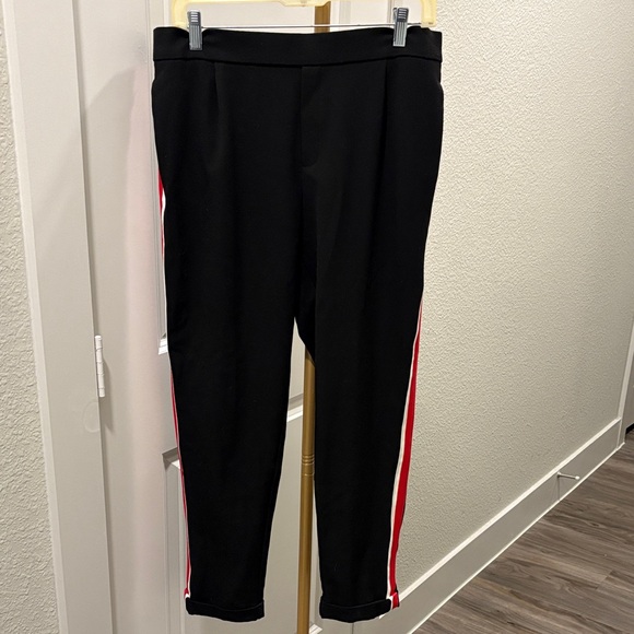 Stylish Black Pants with Red Stripe by Zara. - Picture 1 of 4